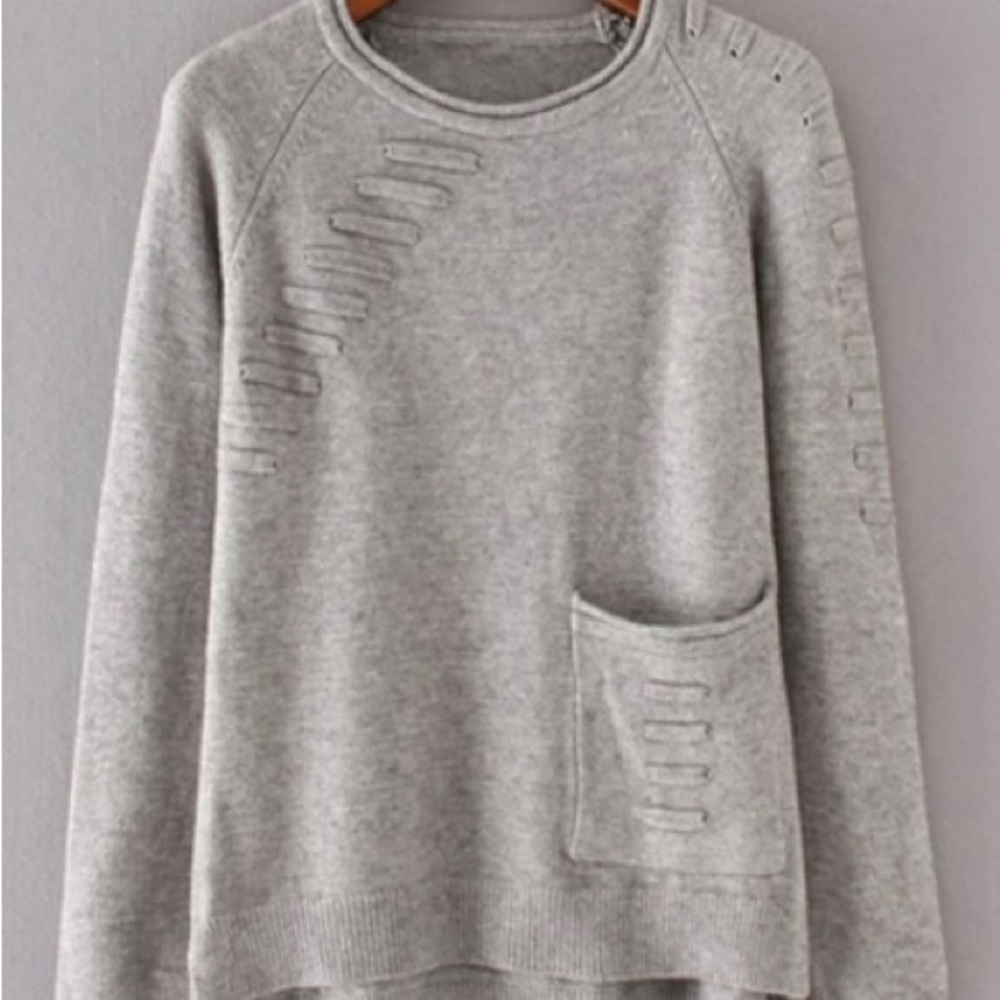 Shein Front Pocket Raglan Sleeve Knit Sweater